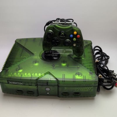 Original Xbox Console Translucent Green Halo Bundle W/ Controller